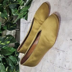 Le Monde Beryl Regency Gross Grain Trimmed Green Satin Ballet Flats 37/7